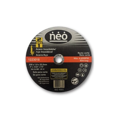Disco corte recto extra fino acero/acero inox. 9" Neo Disco corte recto extra fino acero/acero inox. 9" Neo