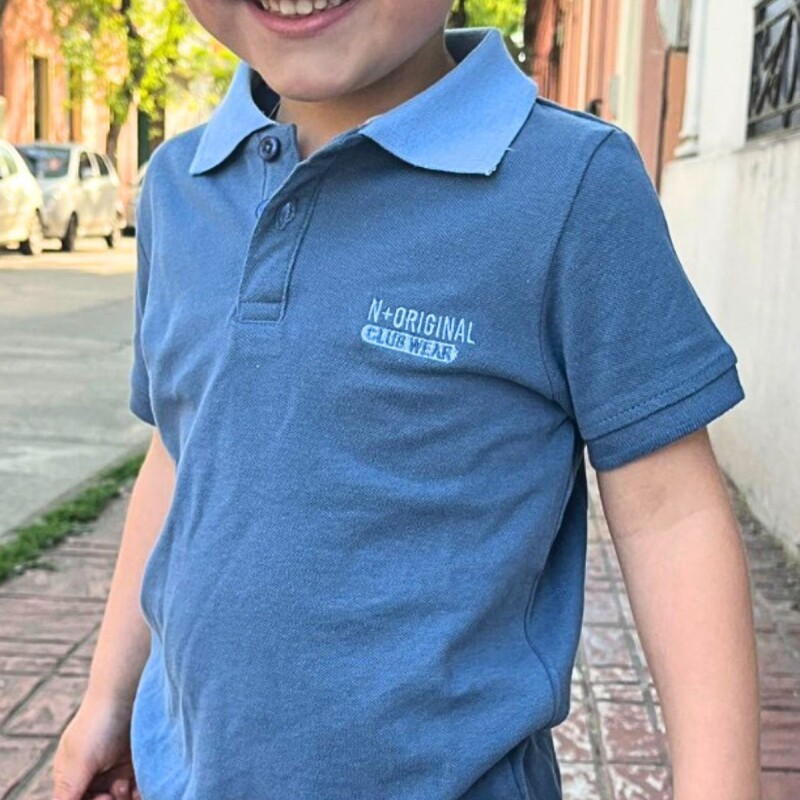 Remera Pique Polo N+ Azul/celeste