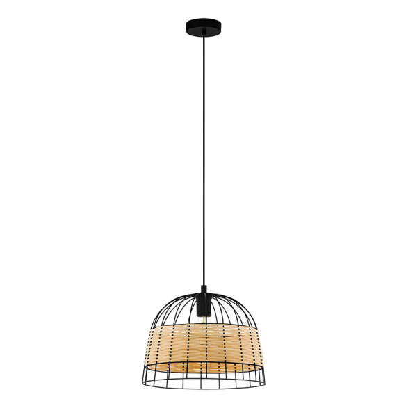 Colgante reja negro/ratán 1XE27 Ø370X1100MM ANWICK EG3313