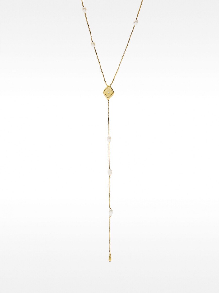 Collar Con Perlas De Agua Dulce - Plata De Ley 925 dorado