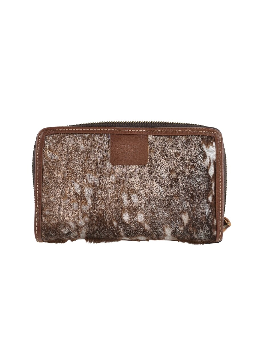 Monedero de piel genuina - Marrón 