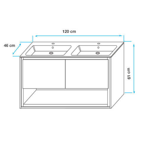 MUEBLE DE BLANCO C/BACHA Y VALVULAS - 120X46X61 BLANCO