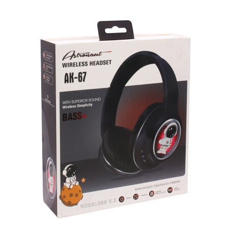 Auriculares Vincha Bluetooth AK-67 Spaceman NEGRO