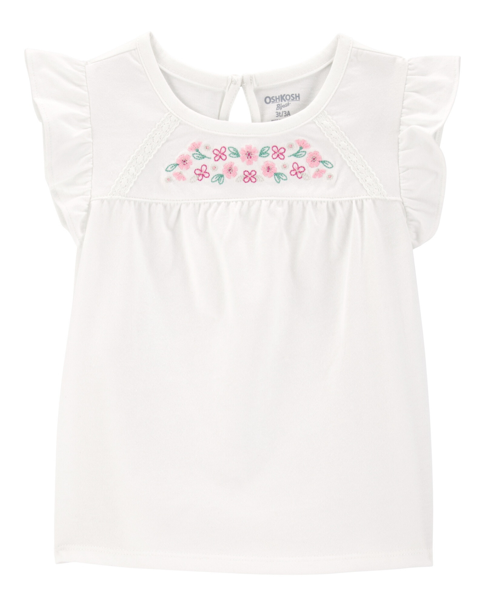 Remera de algodón, con bordado floral Remera de algodón, con bordado floral