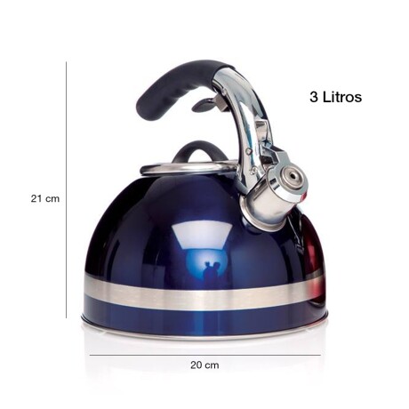 Caldera Pava Silbadora de 3Lts Acero Inoxidable Comet GM3081 Azul