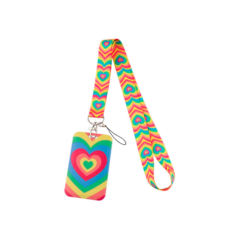 Correa con tarjetero diseño corazones multicolor Correa Con Tarjetero Diseño Corazones Multicolor