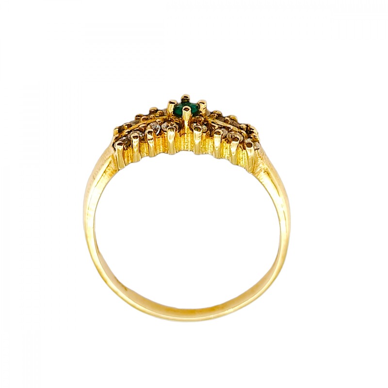 Anillo Halo-Oro Bajo-Piedra Esmeralda y Zirconia-AN8156 conpiedra