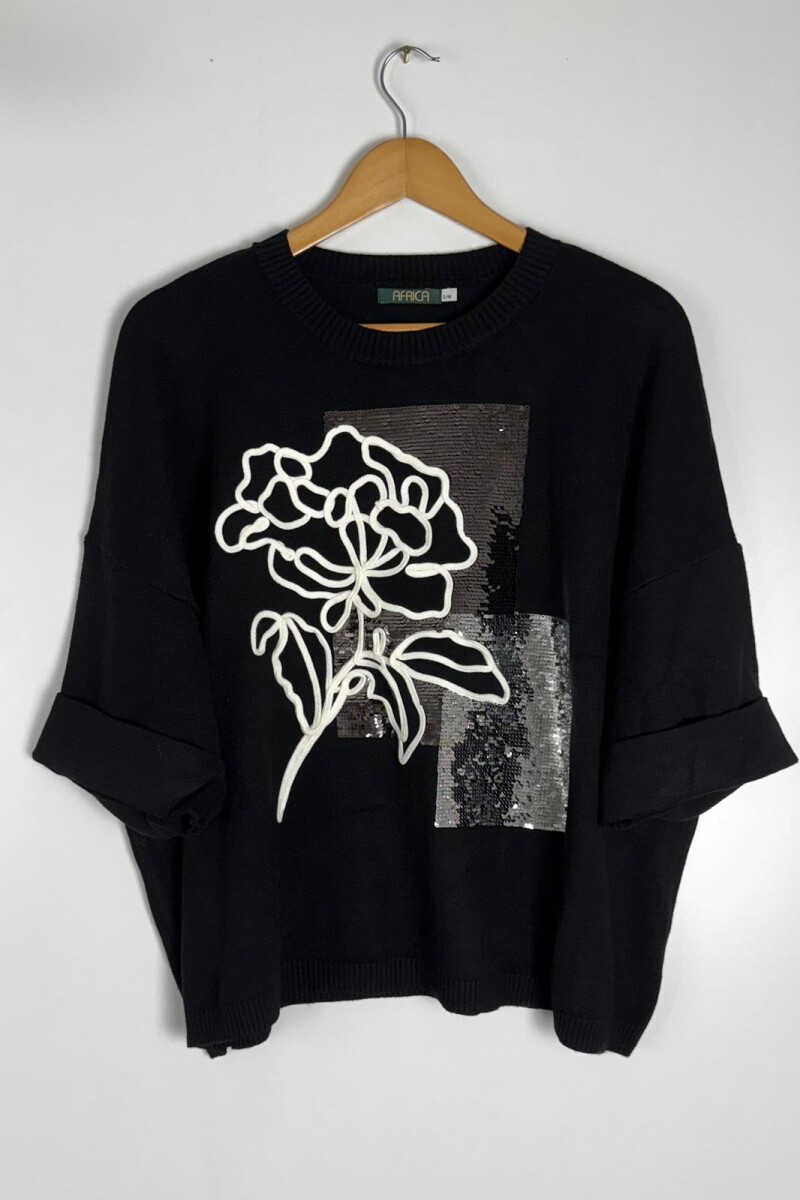 SWEATER C/VISCOSA RAW - NEGRO 