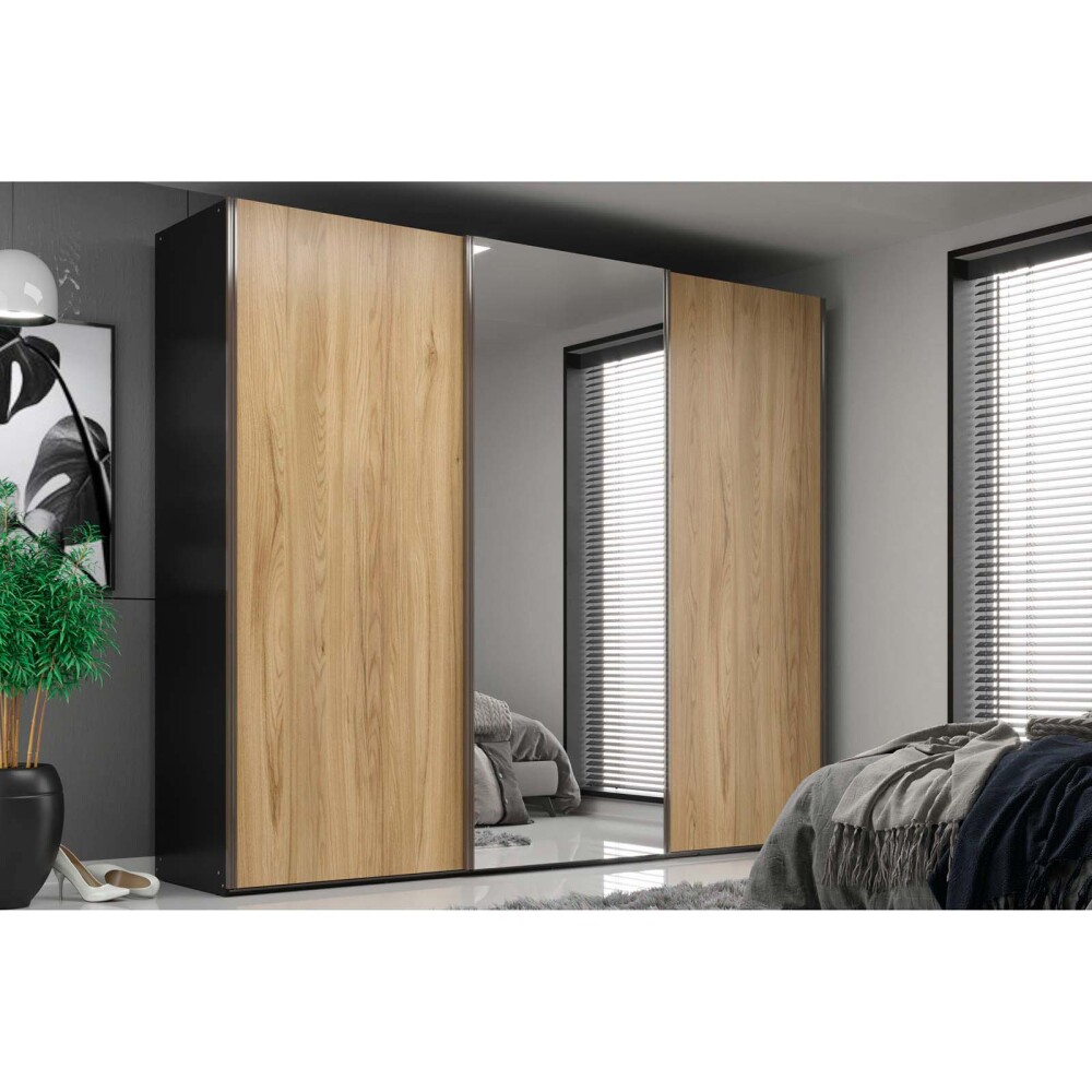 PLACARD ROPERO 3 PUERTAS MDF NEGRO VENETTO