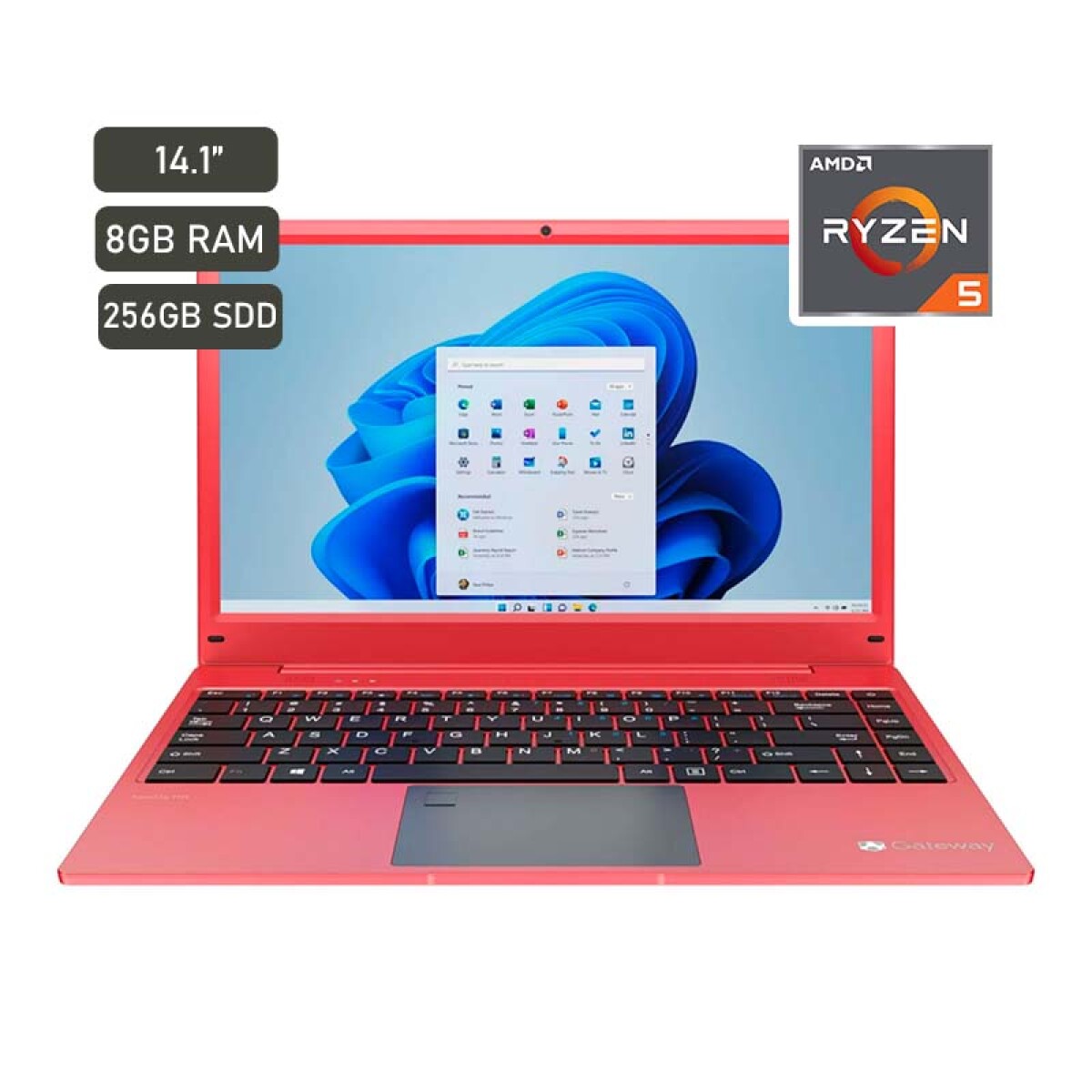 Notebook Gateway 14.1" AMD Ryzen 5 8GB 256GB Roja - Unica 