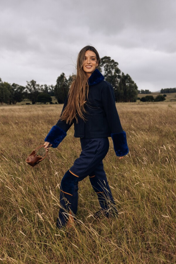 Campera New Jersey Base Azul / Corderito Azul