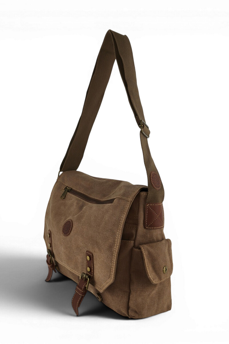 Bolso mensajero de lona Marrón