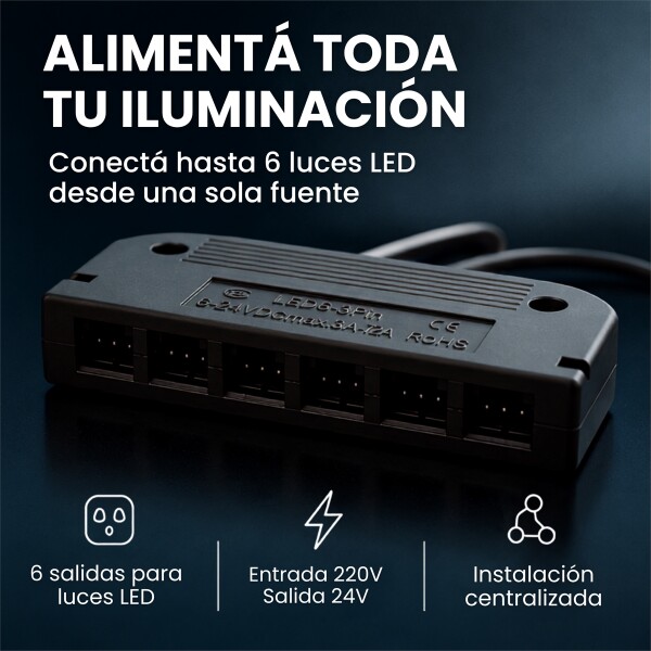 Transformador 24V P/ Luces RGB WPC App Tuya +Control 6 Canal Negro 1
