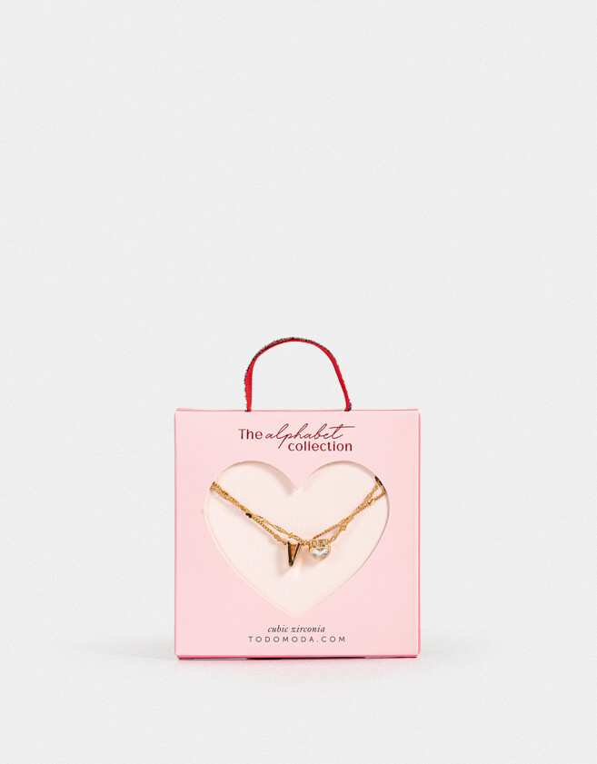 Collares Cortos Con cubic zirconia Collar Corto Cubic Inicial "v" - Dorado