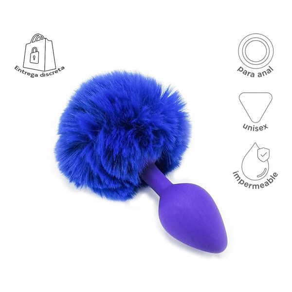 Plug Anal Pompón Conejita Consolador Estimulador Talle S Variante Color Azul Violeta