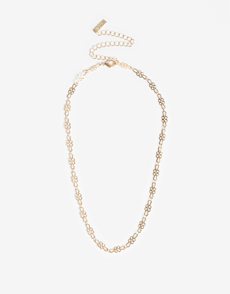 Collares Cortos Metal Collar Corto Metal Flores - Dorado