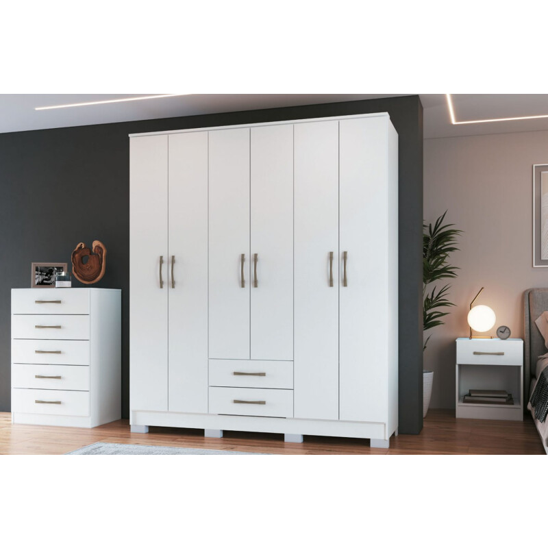 Ropero PEQUIN 6 Puertas color MACADAMIA BLANCO Ropero PEQUIN 6 Puertas color MACADAMIA BLANCO