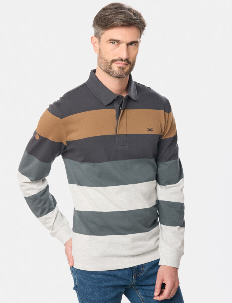 POLO JERSEY RAYADA Gris