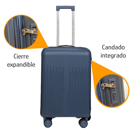 Set Valija Mediana Rigida + Almohadón Cervical Memoria Negro Azul