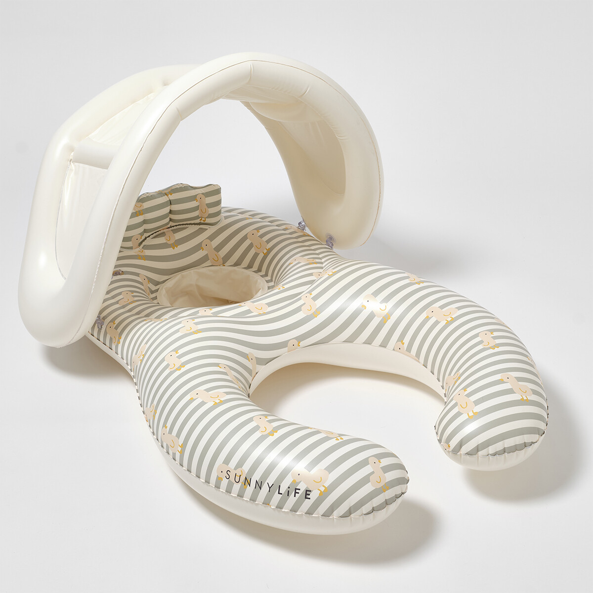 S51FB - Inflable De Piscina Para Bebés Y Adultos Sunnylife - Duck Sage Stripe 