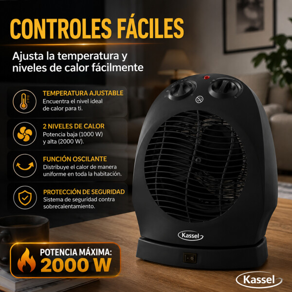Caloventilador Oscilante Kassel Kscvo2000 2000w CALOVENTILADOR KASSEL KS-CVO2001