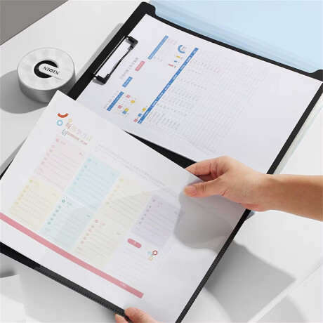 Carpeta con compartimentos y elastico colores pastel Rosado