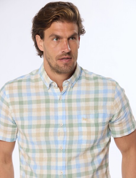 CAMISA DE LINO A CUADROS Verde
