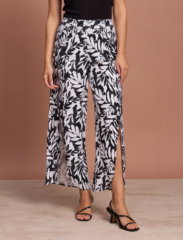 Pantalon Lino Printed NEGRO/BLANCO