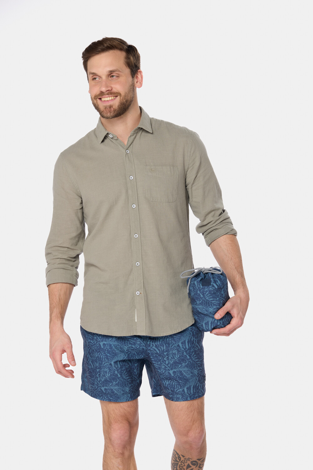 SHORT DE BAÑO ESTAMPADO Azul