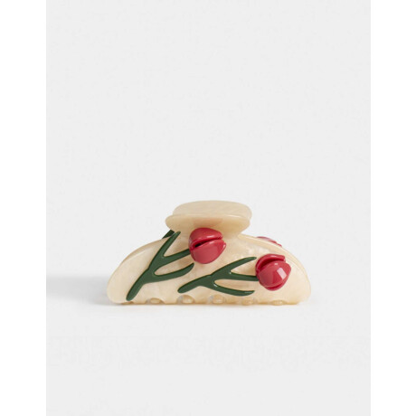 Broche Con Flores Marron Beige