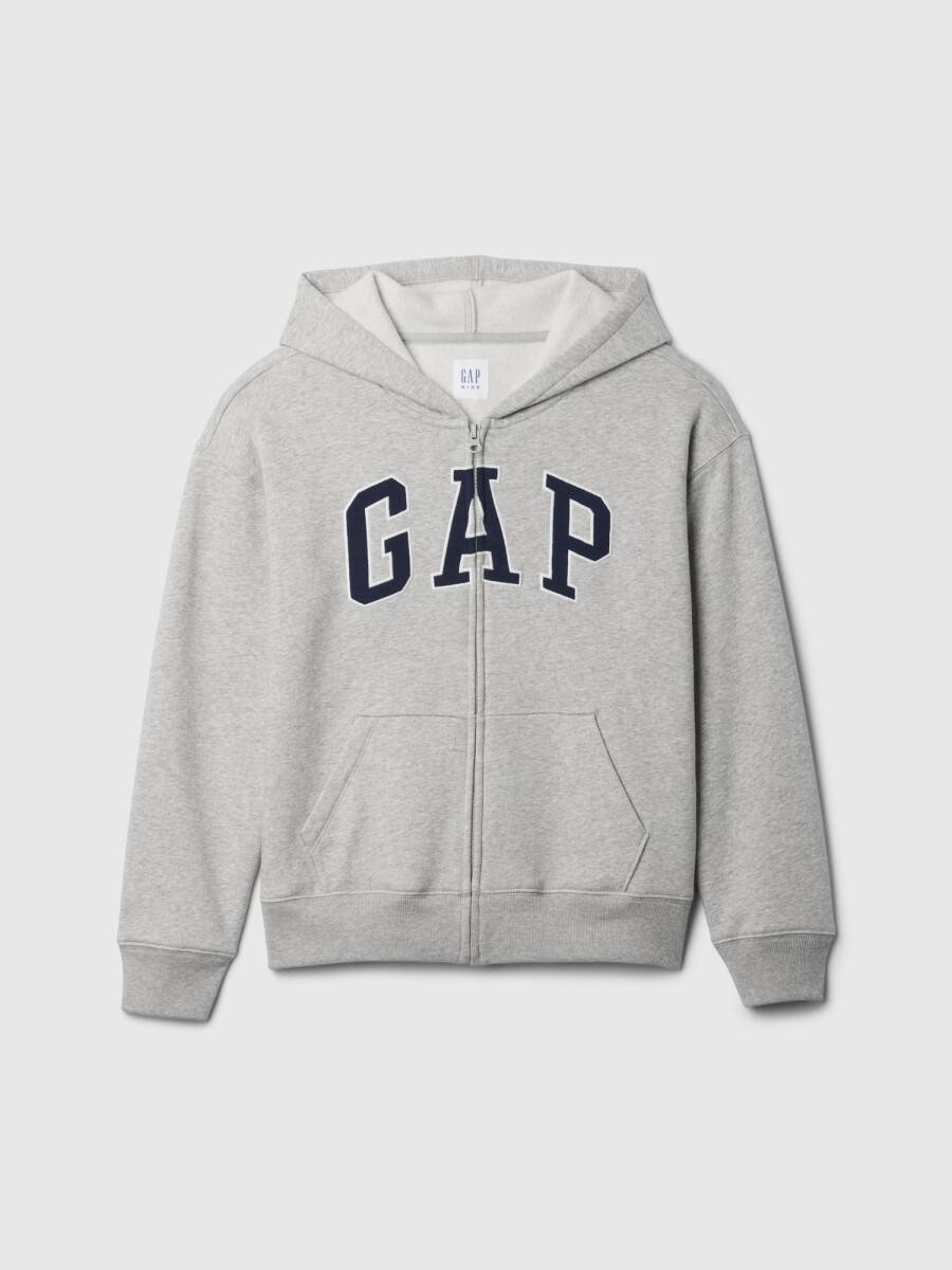 Buzo Canguro Con Cierre Logo Gap Niño - Light Heather Grey B08 
