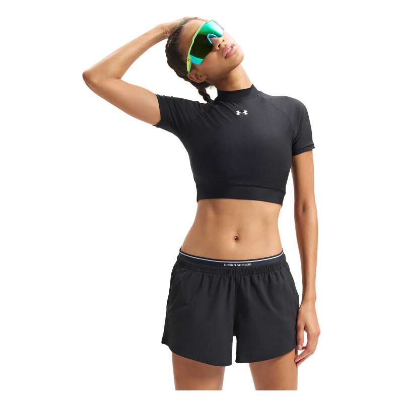 Top UA HeatGear Crop Mock SS Mujer 6010006-008 Negro