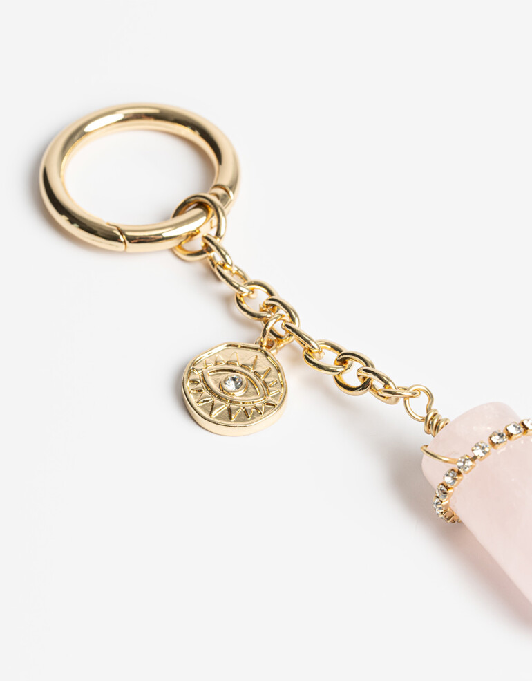 Llavero Piedra Llavero Y Bag Charm Con Piedra Natural - Combinacion Bicolor