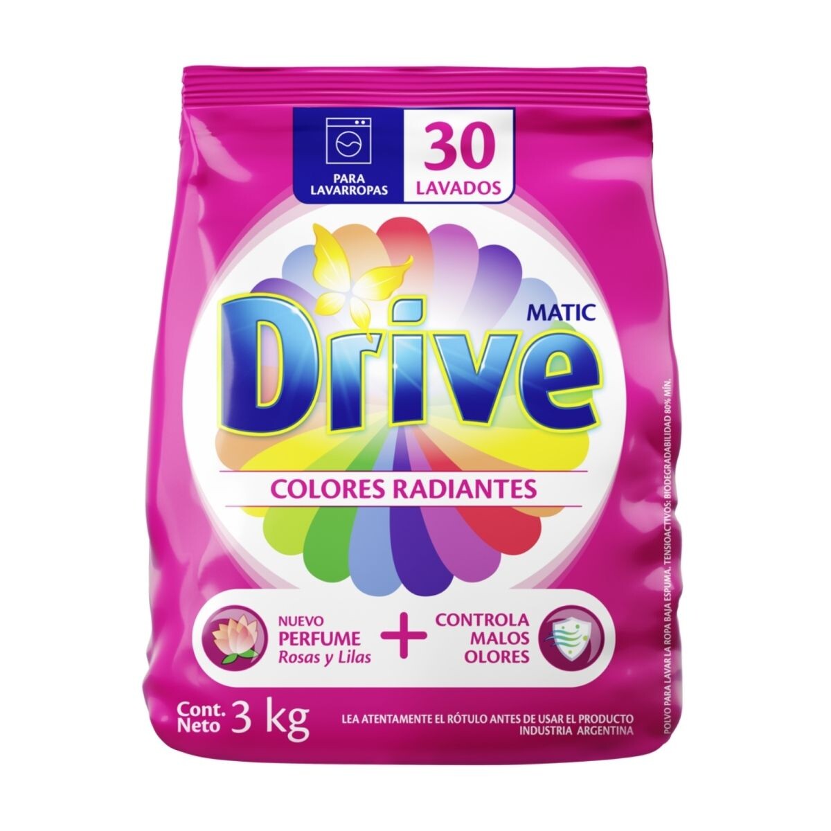 Jabón en Polvo Drive Matic Colores Radiantes - 3 KG 