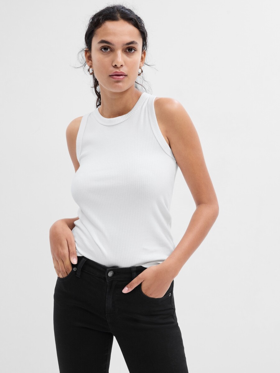Musculosa Cuello Alto Mujer - White000 