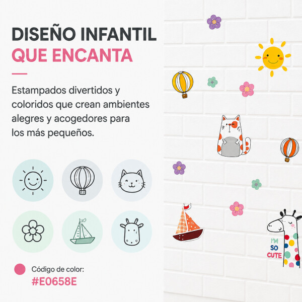 Revestimiento Autoadhesivo Pared Infantil X40 Calidad Variante Animales