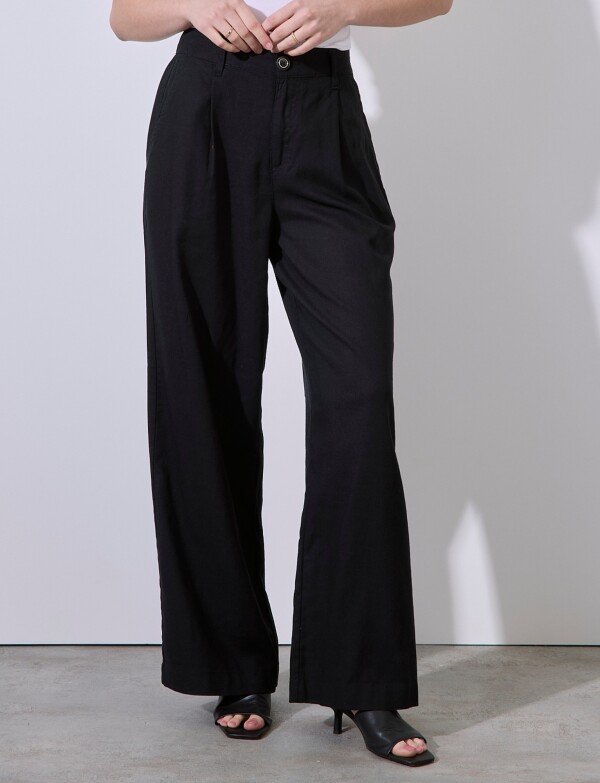 Pantalon Lino Wide NEGRO