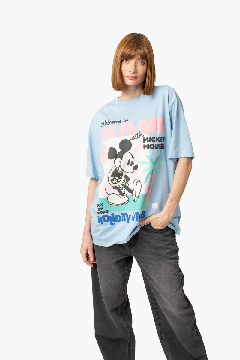 REMERA MICKEY HOLIDAY VIBES - CELESTE 