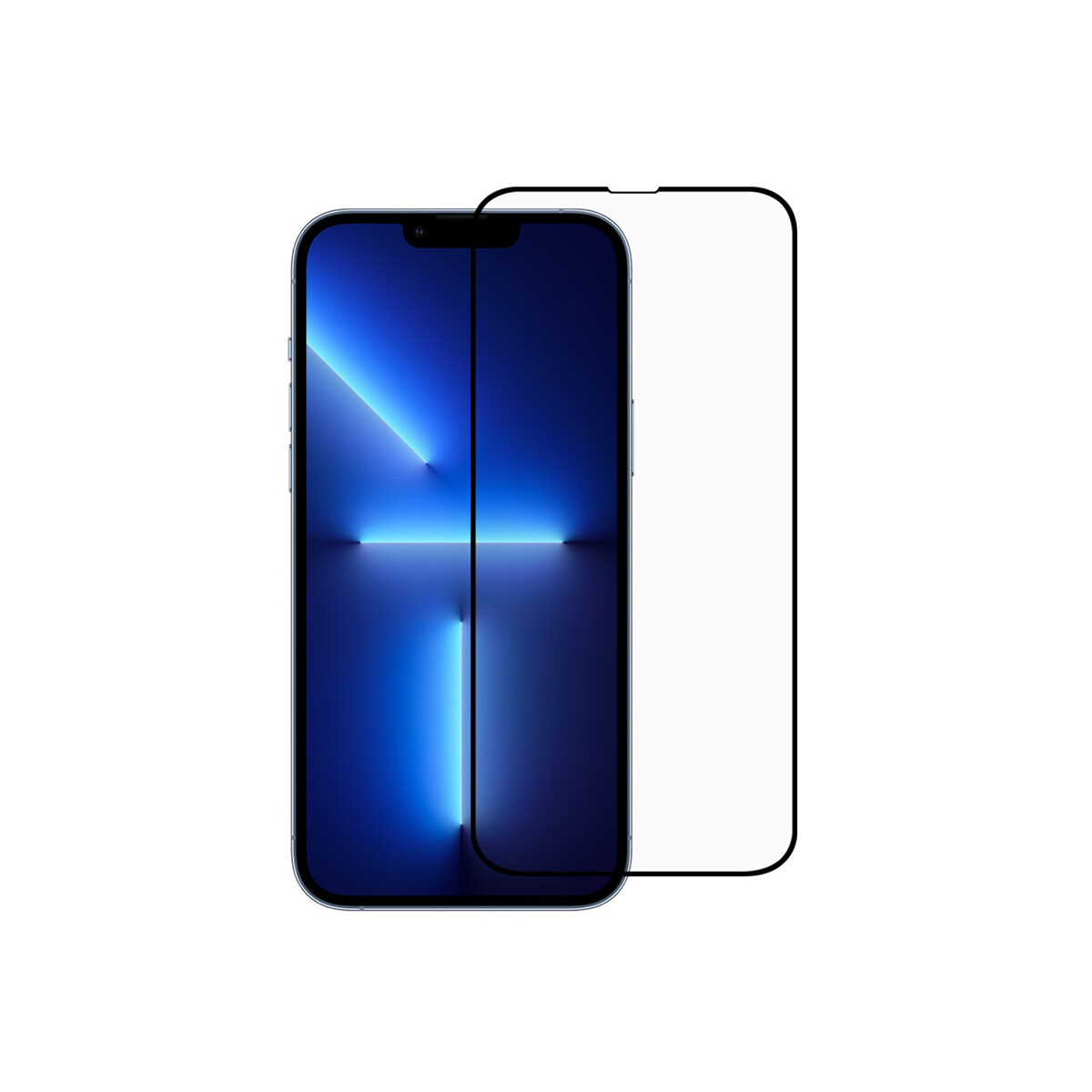 Vidrio templado 9D iPhone 13/14/13 Pro/14 Pro borde color negro 
