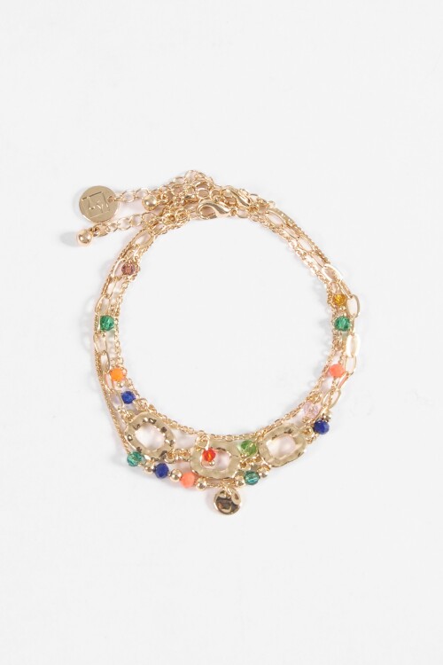 Set de tres pulseras dijes dorado