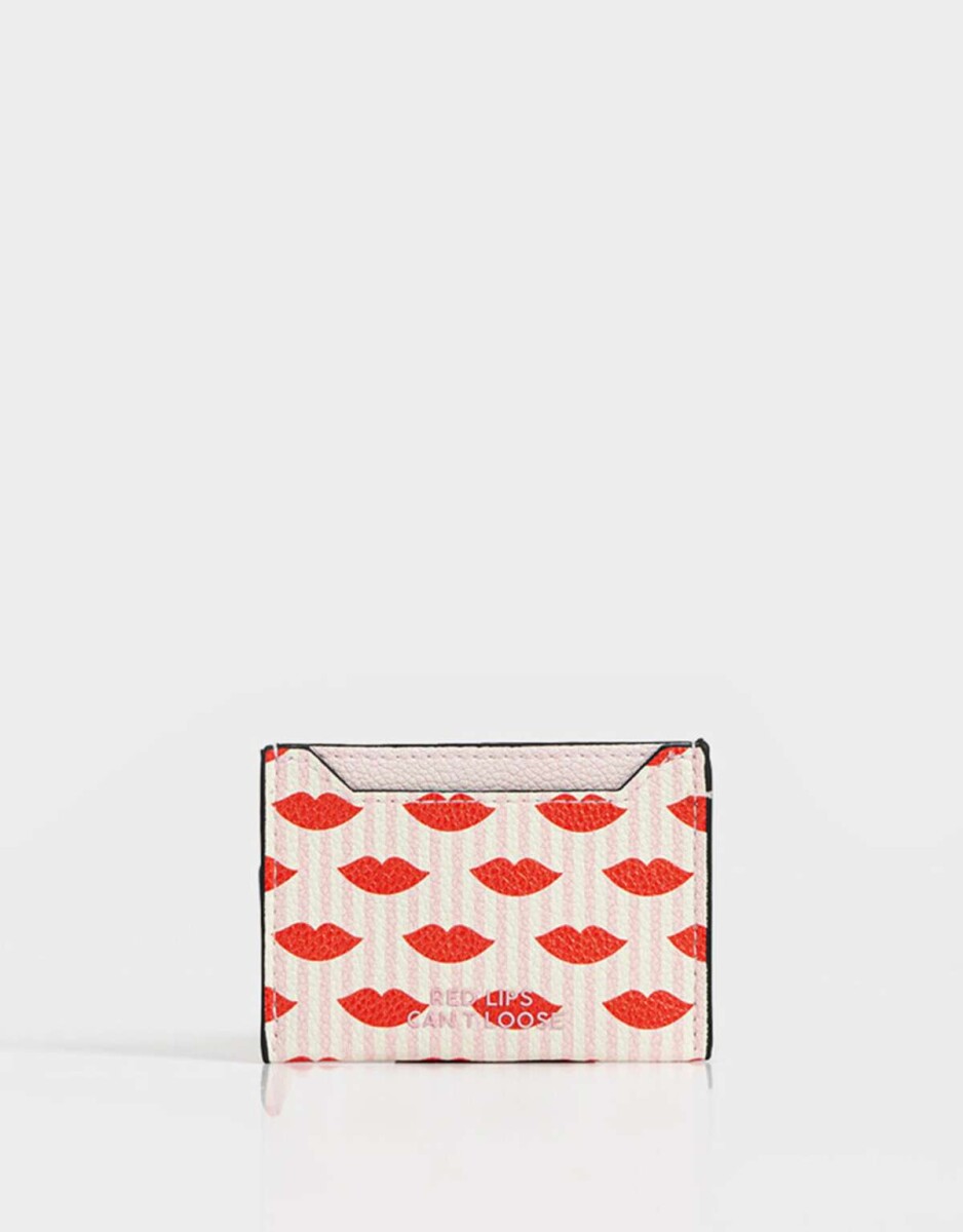 Tarjetero De Cuerina Bocas - Estampado Rayas 