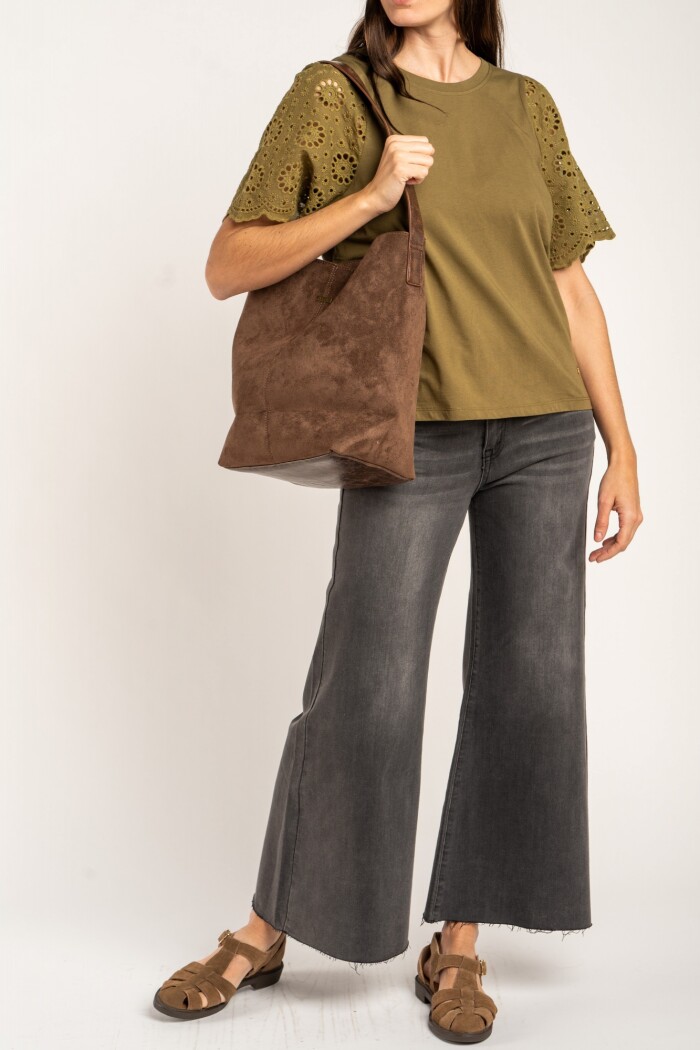 Cartera Gamuza Vegana Chocolate