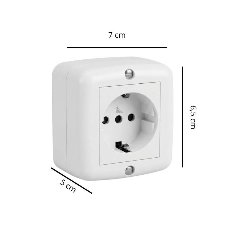 CAJA EXTERIOR CON SCHUKO ATENEA Caja Exterior con Schuko con Seguro Atenea Blanco