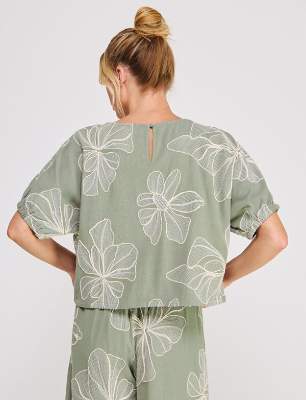 Blusa Lino Bordado VERDE