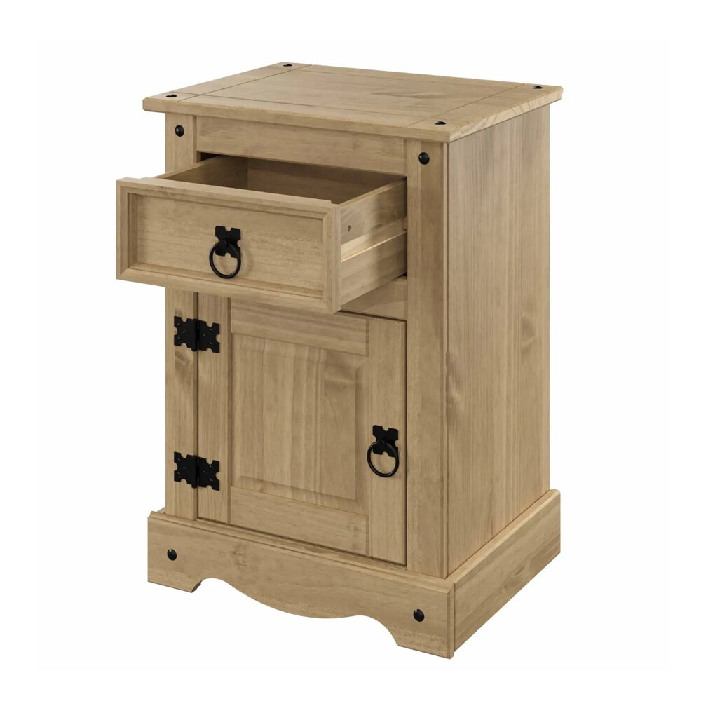 Mesa de luz 1 cajón 1 puerta - Madera maciza / Línea Mexicana Marrón