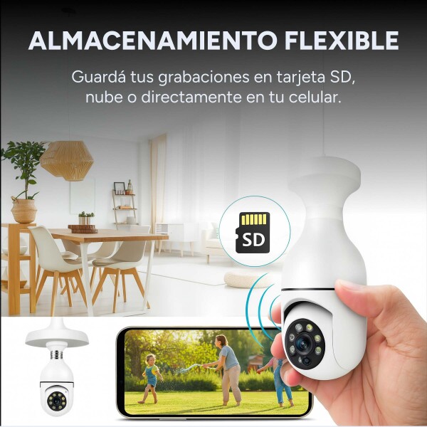 Cámara Seguridad Vigilancia 360 Wifi Graba Audio Espia Variante Color Blanco