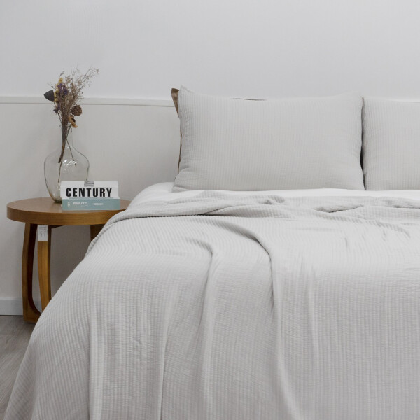 CUBRECAMA BAMBOO MUSLIN GRIS - 2 PLAZAS