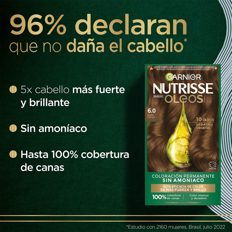 Tinta Garnier Nutrisse Oleos N°6.0 Rubio Oscuro Tinta Garnier Nutrisse Oleos N°6.0 Rubio Oscuro