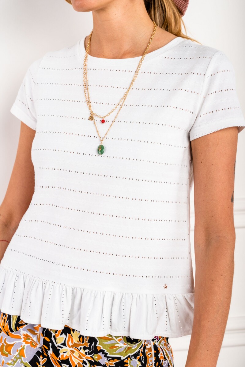 Remera Texturada Volados Blanco