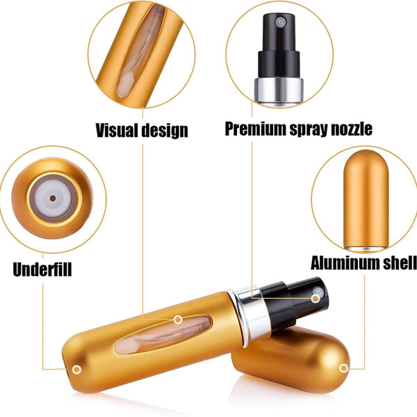 Mini Botella Atomizadora Perfume Portátil Recargable Variante Color Dorado